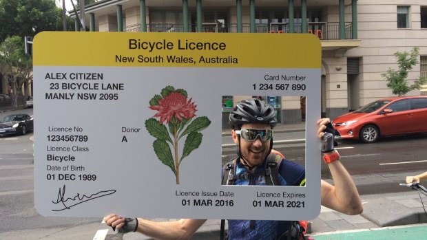 A cyclist protests against the NSW bike laws.