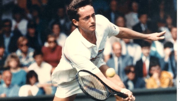 Peter Doohan playing at Wimbledon in 1987 where he beat Boris Becker to make it into the final 16. 