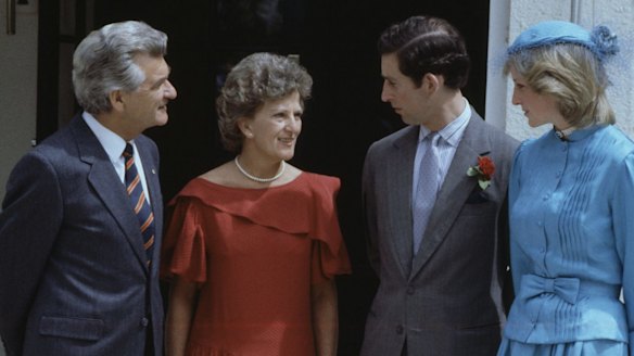 The Waleses meet the Hawkes in 1983.