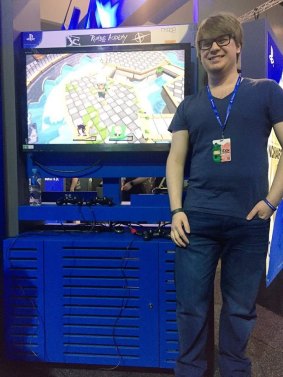 Big Paw Games' Robert Christian with <i>Rumble Academy</i> at PAX.