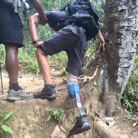 Nathan Whittington tackles an uphill section of the Kokoda trail earlier this month.