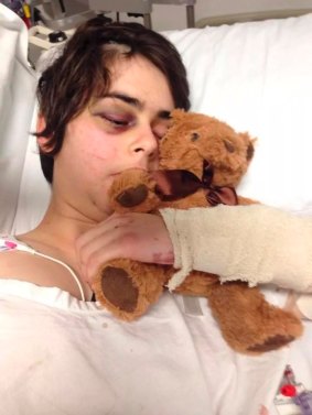 Samantha Giufre in hospital following the incident.