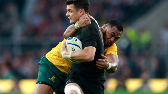 Bad look: Sekope Kepu hits Dan Carter high in the World Cup final.