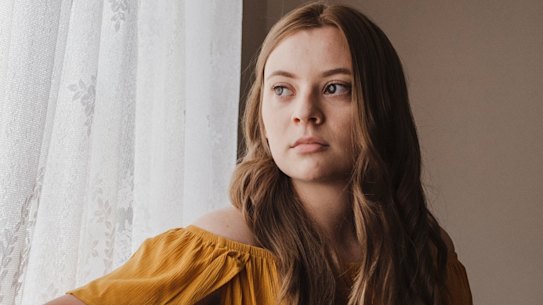 Portrait of Tara Smith, who suffers from endometriosis, a little understood disorder. Awareness and research about is growing, but many women are still being diagnosed late and suffered in silence. Photographed Friday 8th December 2017. Photograph by James Brickwood. SMH NEWS 171208