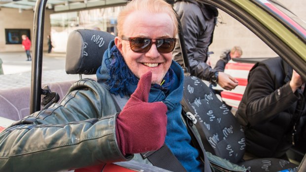 Evans behind the wheel for <i>Top Gear</i>.