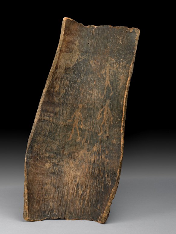 The Dja Dja Wurrung people's bark etchings were smoked and blackened over a fire, then etched to tell a story.