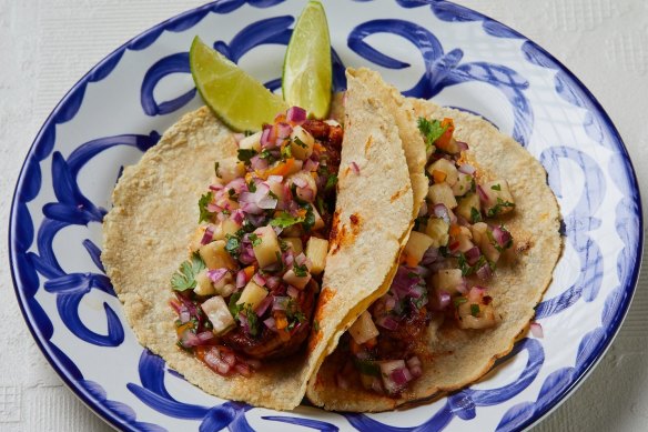 Prawn tacos at Bar Patron, Sydney.