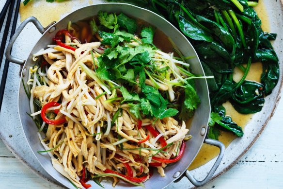 Pick up a cooked chook for this stir-fry.