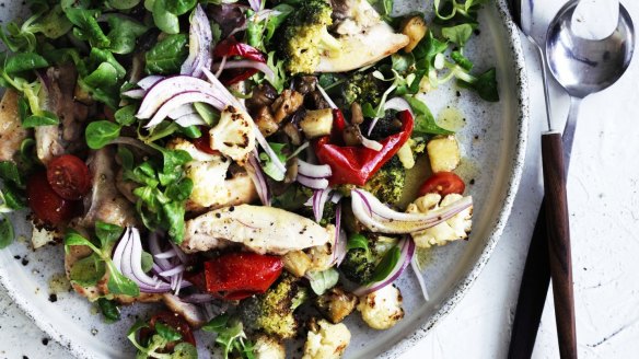 Adam Liaw's roast chicken and vegetable salad.