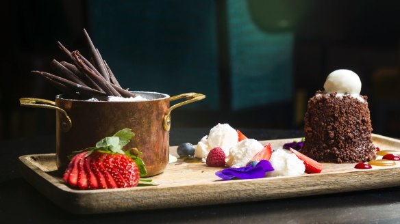 A chocolate version of the shared dessert platter.