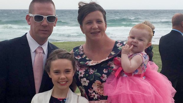 Kate Goodchild and her partner  David Turner with children Ebony, left, and Evie, right, in a picture released by the family. Kate was killed in the Dreamworld accident this week.