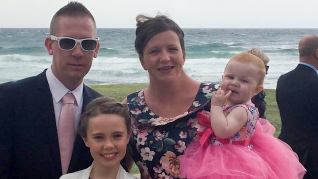 Dreamworld victim Kate Goodchild with her husband David Turner and their children Ebony (left) and Evie (right). 