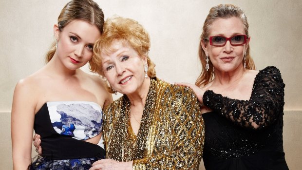 Billie Lourd, Debbie Reynolds and Carrie Fisher at the Screen Actors Guild Awards in 2015.