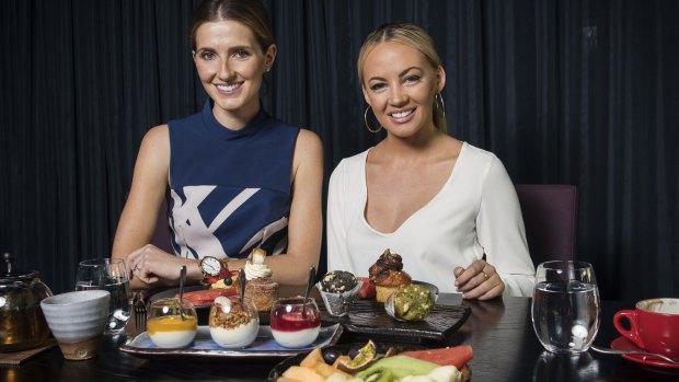 Samantha Jade (right) has lunch with Kate Waterhouse.