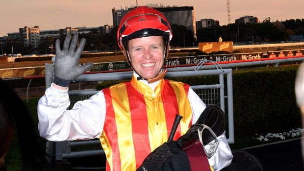 High five: Kerrin McEvoy enjoys his fifth win of the day after victory on Washington Heights.
