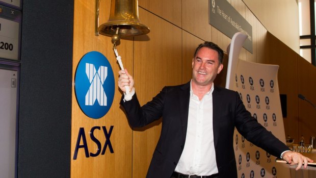John McGrath rings the ASX bell on the day his company floated in December 2015. 