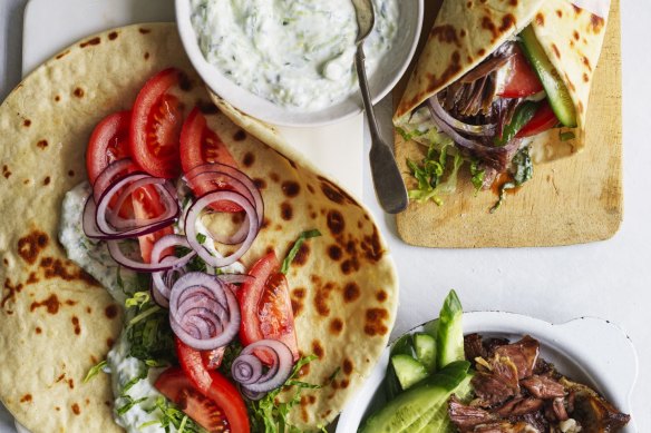 Lamb gyros with tzatziki.