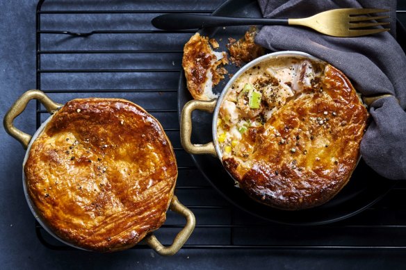 No-fuss seafood chowder pot pies. 