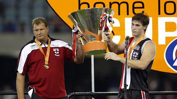 Thrilled: Grant Thomas and Lenny Hayes.