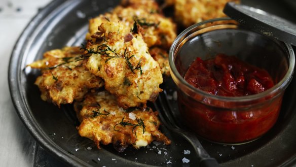 Neil Perry's cauliflower fritters.
