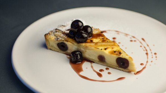 Neat food offering: Ricotta and sour cherry crostata.