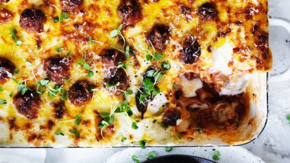 Adam Liaw's cheesy-pleaser meatball lasagne.