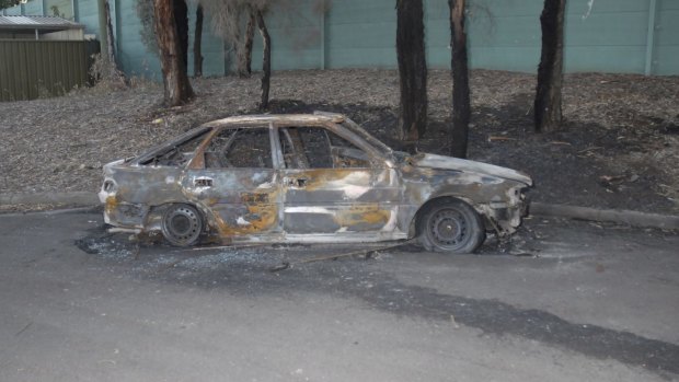 Darren Galea's Toyota Corolla that was found burnt out two hours after he was murdered.