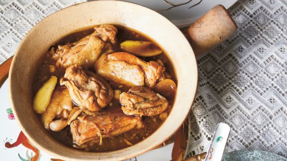 Mum's braised ginger chicken.