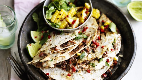 Neil Perry's bean quesadillas with corn salsa. 