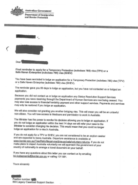 Asylum seekers have been warned of deportation in letters sent in recent weeks by the Immigration Department.