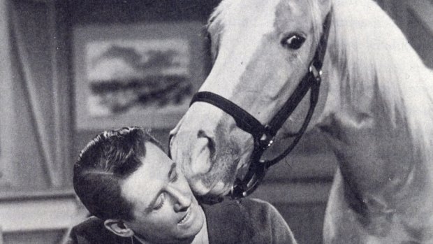 The late Alan Young as Wilbur Post and his talking horse Mister Ed