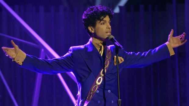 The purple one: Prince performs during the Grammy Awards in Los Angeles in 2004.