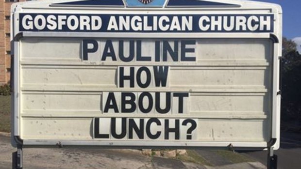 Gosford Anglican Church has invited Pauline Hanson to lunch to discuss a 'safe and harmonious' Australia.