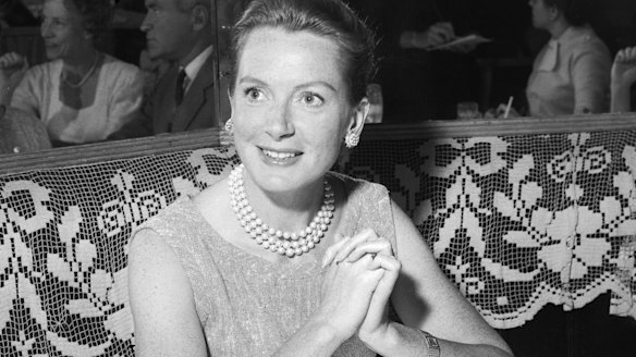 Actress Deborah Kerr at lunch at Romano's in 1959. 