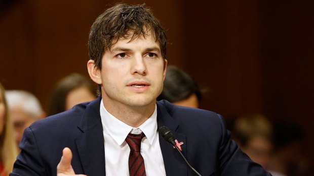 Ashton Kutcher teared up as he testified about human trafficking at the Senate Foreign Relations on Wednesday in Washington D.C.