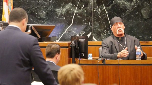 Hulk Hogan giving testimony during the trial. 