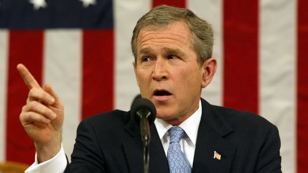 Then-US President George W. Bush gives his 'axis of evil' speech in Congress in 2002.