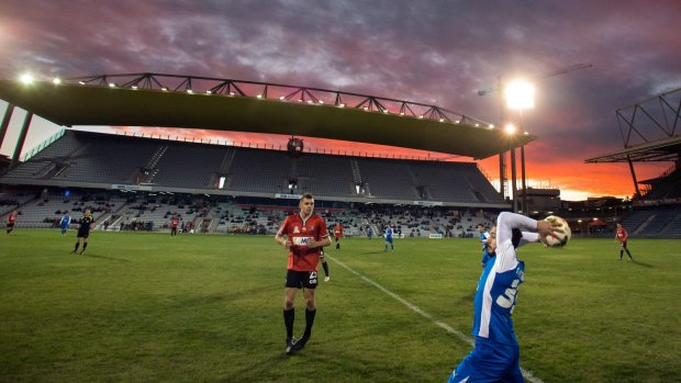 Strong base: The Wollongong Wolves playing Sydney Olympic at WIN stadium in May 2015. The Wolves are looking to launch a bid for an A-League team.