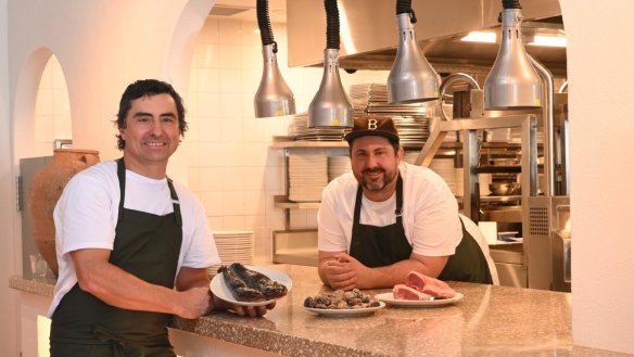 The kitchen of the brand new Totti's in Lorne and its chefs Matt Germanchis (left) and Mike Eggert.