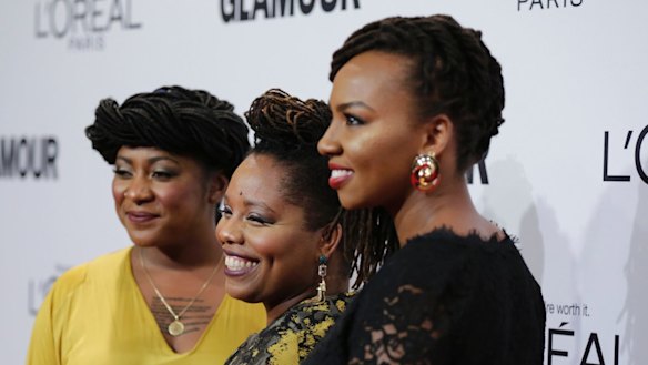 Co-founders of Black Lives Matter, from left, Alicia Garza, patrisse khan-cullors and Opal Tometi at 
