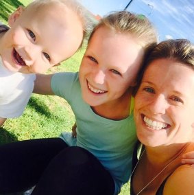 Happier times...Jaxon, sister Shayne and mother Rylea Taylor before the crash.