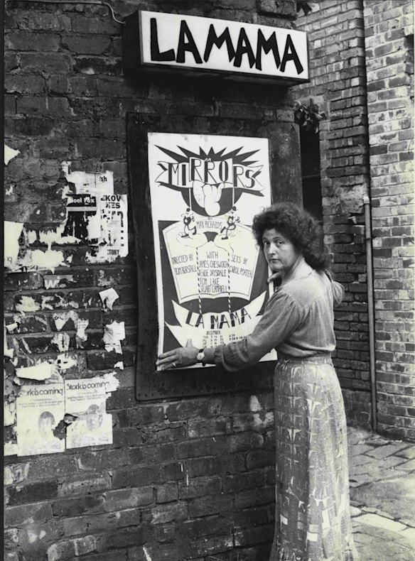Betty Burstall at La Mama Theatre in January 1973.