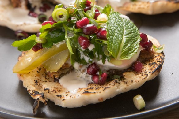 Pita tostada at Boosa restaurant, East Bentleigh.