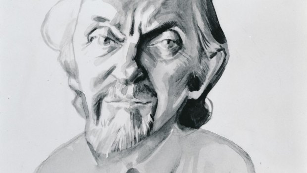 A portrait of Leonard Radic by Age cartoonist John Spooner.