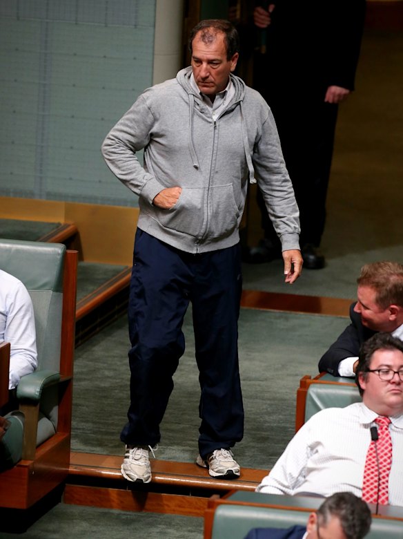 Mal Brough arrives for a division in the House of Representatives in Canberra on Monday.