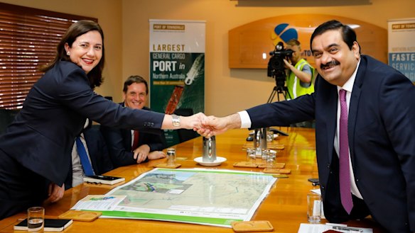 Queensland Premier Annastacia Palaszczuk pictured with Gautam Adani.