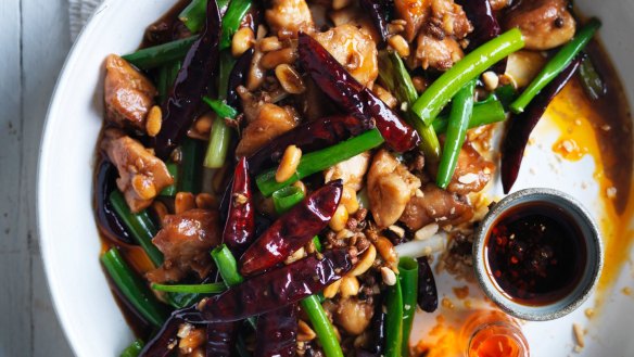 Neil Perry's kung pao chicken recipe <a href="http://www.goodfood.com.au/recipes/kung-pao-chicken-recipe-20160919-grjlym"><b>(Recipe here).</b></a>
