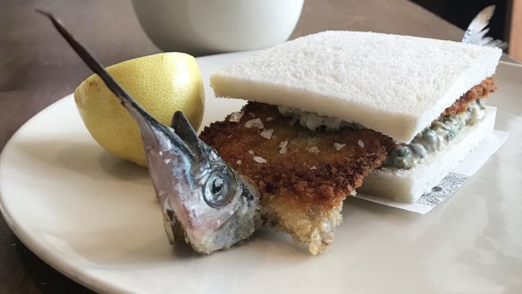 Saint Peter's garfish sandwich.