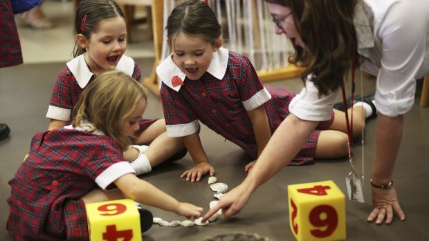 Early learners at Mentone Girls Grammar School enjoy a maths game.