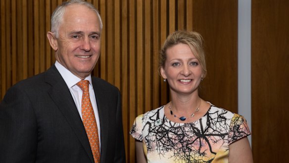 Dr Ann O'Neill with Prime Minister Malcolm Turnbull at the Media Stand Up Against Violence event on Tuesday.